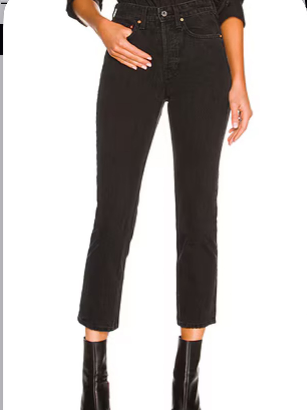 GRLFRND Karolina High-Rise Cropped Straight Jeans Size 26 East Side Black